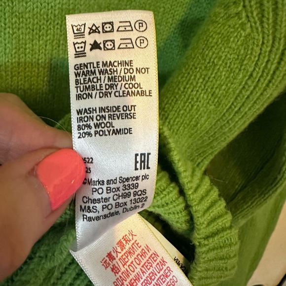 M&S Collection LambsWool Rich Sweater  NWT Size 6  Lime Green - Picture 6 of 12